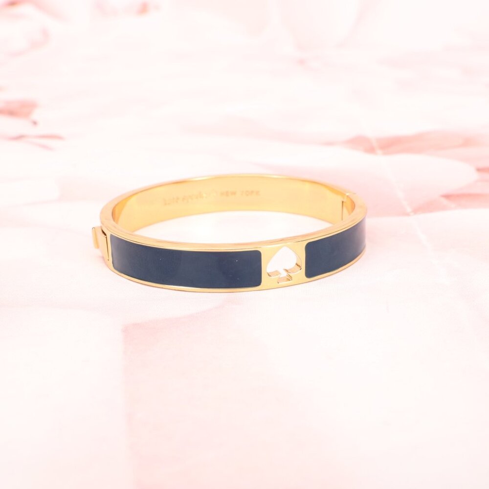 Kate Spade Women's Spade Punch Hinged Bangle Bracelet Jewelry Gold-Tone Blue